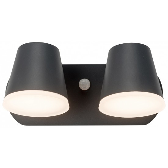 Aplica LED de perete cu senzor 20W dubla Zeta SCHRACK antracit lumina calda
