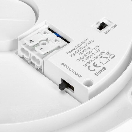 Plafoniera LED MAIA Schrack 18-24W 3K-4K 280mm rotunda etansa alb IP54