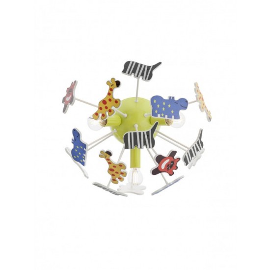 Plafoniera SAFARI Smarter pentru copii cu decoratiuni PVC multicolore 410mm soclu E14 IP20
