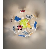 Plafoniera SAFARI Smarter pentru copii cu decoratiuni PVC multicolore 410mm soclu E14 IP20