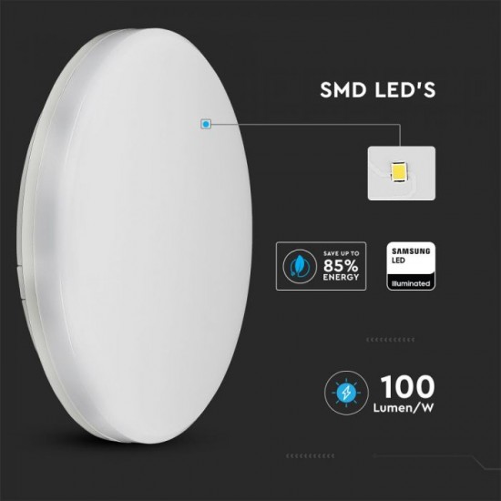 Plafoniera LED rotunda 15W 100lm/W cip Samsung lumina calda IP44