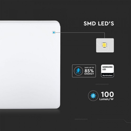Plafoniera LED patrata 25W 100lm/W cip Samsung lumina calda IP44