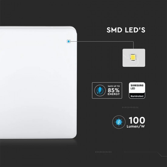 Plafoniera LED patrata 25W 100lm/W cip Samsung lumina calda IP44