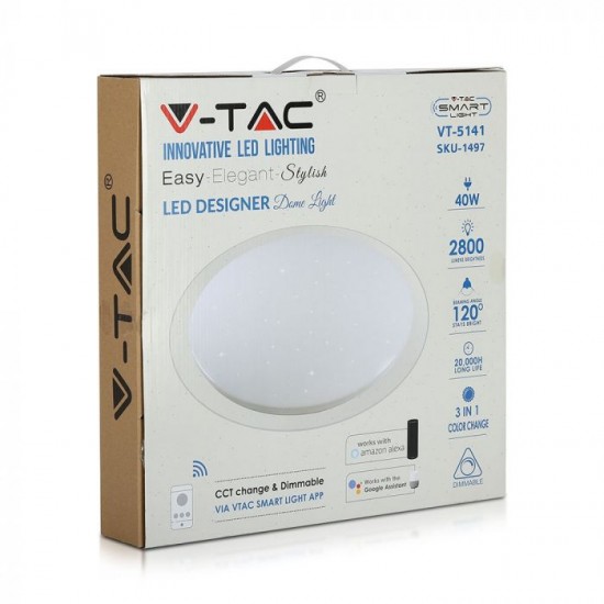 Plafoniera LED SMART 40W 350mm aspect instelat compatibila cu AMAZON ALEXA si GOOGLE HOME 3 in 1