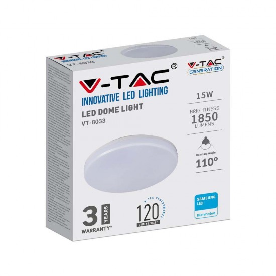 Plafoniera LED rotunda 15W 100lm/W cip Samsung lumina calda IP44