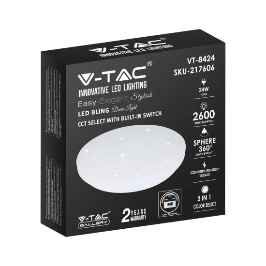 Plafoniera LED rotunda 24W 350mm aspect instelat 3 in 1