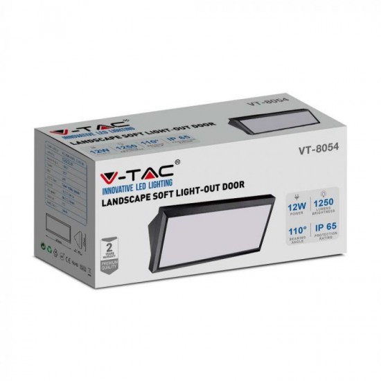 Aplica LED de exterior 12W dreptunghiulara neagra IP65