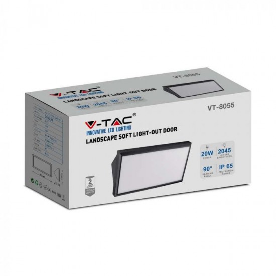 Aplica LED de exterior 20W dreptunghiulara neagra IP65
