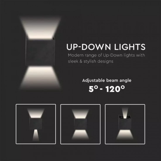 Aplica LED 6W patrata cip BRIDGELUX Corp Negru Alb Cald