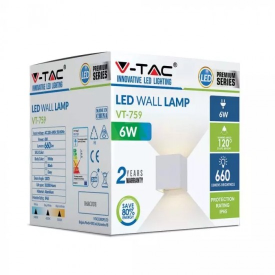 Aplica LED 6W patrata cip BRIDGELUX Corp Alb Alb Neutru