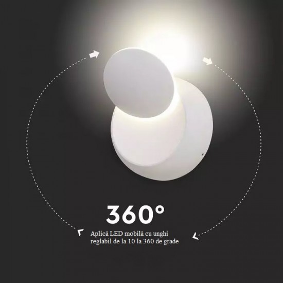 Aplica LED mobila 5W rotunda Corp Alb Alb Neutru
