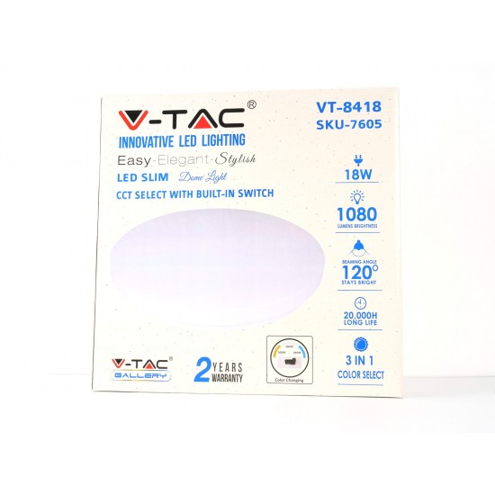 Plafoniera LED rotunda 36W 480mm opala 3 in 1
