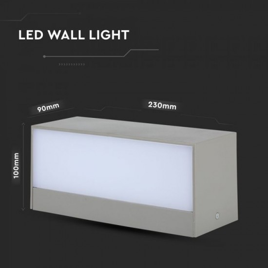 Aplica LED de exterior 12W gri iluminare sus jos IP65