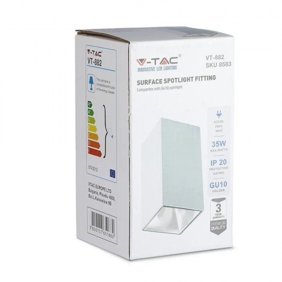 Plafoniera patrata suport GU10 corp alb reflector alb