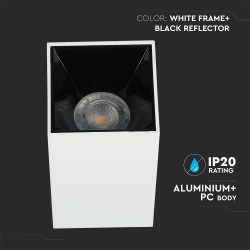 Plafoniera patrata suport GU10 corp alb reflector negru