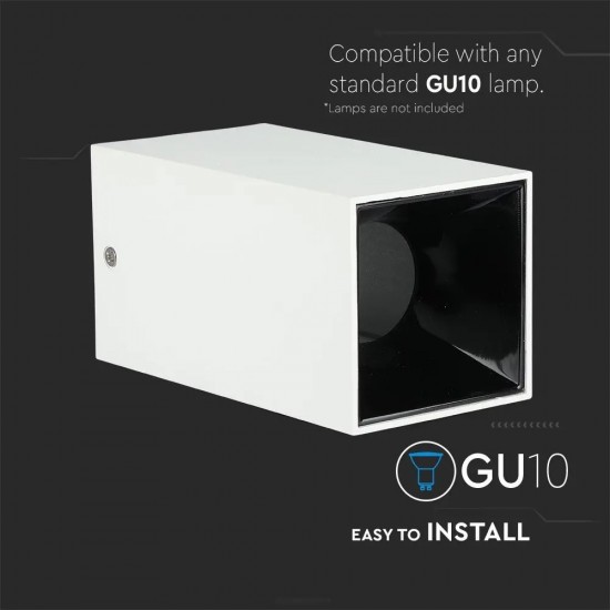 Plafoniera patrata suport GU10 corp alb reflector negru
