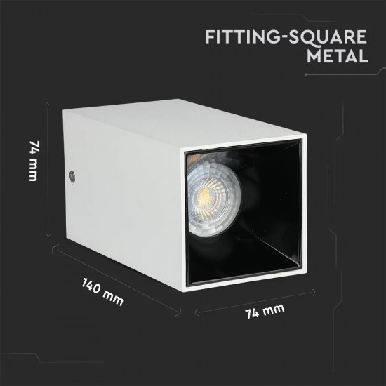 Plafoniera patrata suport GU10 corp alb reflector negru
