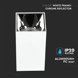 Plafoniera patrata suport GU10 corp alb reflector crom