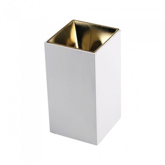 Plafoniera patrata suport GU10 corp alb reflector auriu