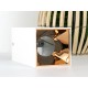 Plafoniera patrata suport GU10 corp alb reflector aur roz
