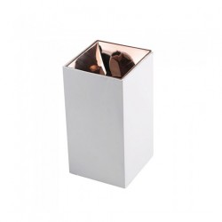 Plafoniera patrata suport GU10 corp alb reflector aur roz