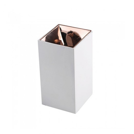 Plafoniera patrata suport GU10 corp alb reflector aur roz