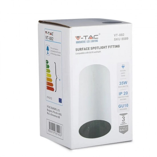 Plafoniera rotunda suport GU10 corp alb reflector negru