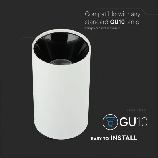 Plafoniera rotunda suport GU10 corp alb reflector negru