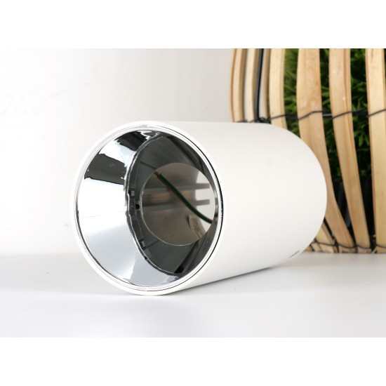 Plafoniera rotunda suport GU10 corp alb reflector crom
