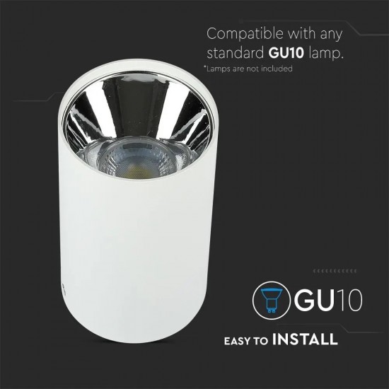 Plafoniera rotunda suport GU10 corp alb reflector crom