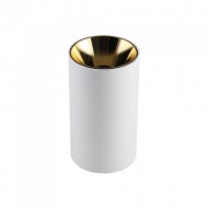 Plafoniera rotunda suport GU10 corp alb reflector auriu