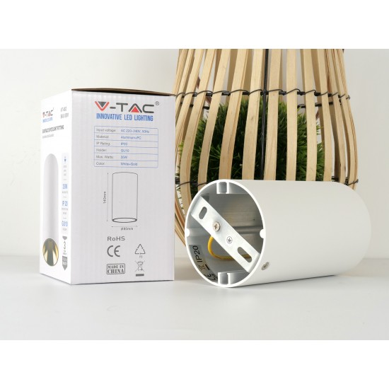 Plafoniera rotunda suport GU10 corp alb reflector auriu