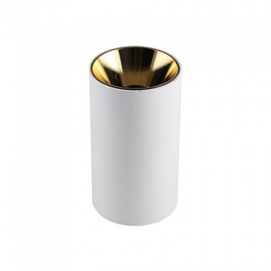 Plafoniera rotunda suport GU10 corp alb reflector auriu