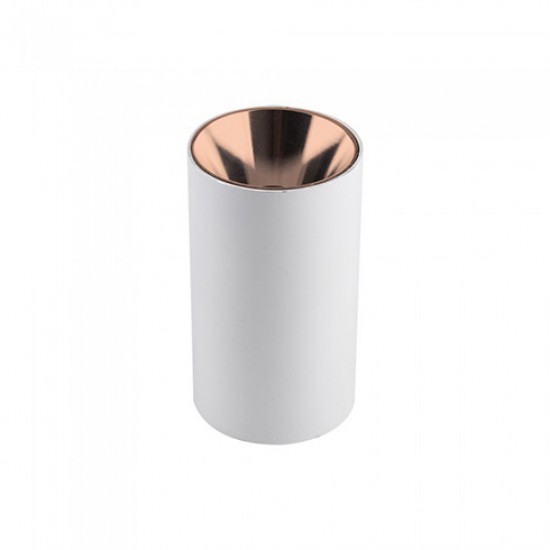 Plafoniera rotunda suport GU10 corp alb reflector aur roz