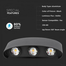 Aplica LED 6W iluminare sus jos Corp Negru Alb Neutru