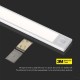 Aplica LED pentru mobilier 1.5W Cabinet corp aluminiu argintiu 300mm cu senzor PIR functie automata si incarcare USB IP20