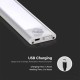 Aplica LED pentru mobilier 1.5W Cabinet corp aluminiu argintiu 300mm cu senzor PIR functie automata si incarcare USB IP20