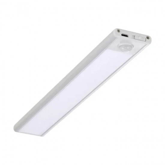 Aplica LED pentru mobilier 1.5W Cabinet corp aluminiu argintiu 300mm cu senzor PIR functie automata si incarcare USB IP20