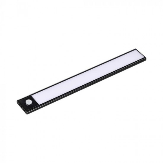 Aplica LED pentru mobilier 1.5W Cabinet corp aluminiu negru 300mm cu senzor PIR functie automata si incarcare USB IP20