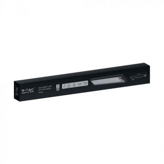 Aplica LED pentru mobilier 2.5W Cabinet corp aluminiu negru 600mm cu senzor PIR functie automata si incarcare USB IP20