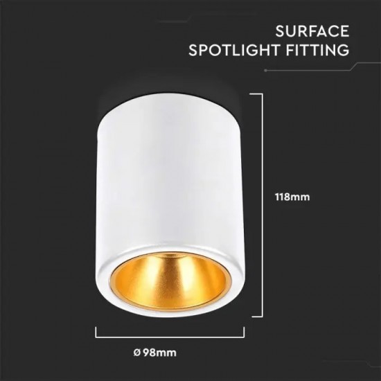 Plafoniera rotunda 118mm soclu GU10 corp alb reflector auriu IP20