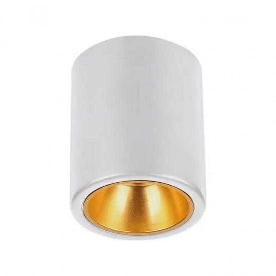 Plafoniera rotunda 118mm soclu GU10 corp alb reflector auriu IP20