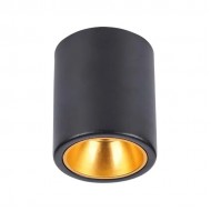 Plafoniera rotunda 118mm soclu GU10 corp negru reflector auriu IP20