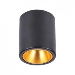 Plafoniera rotunda 118mm soclu GU10 corp negru reflector auriu IP20
