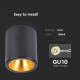 Plafoniera rotunda 118mm soclu GU10 corp negru reflector auriu IP20