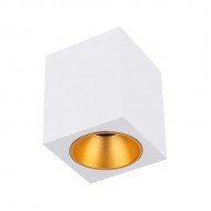 Plafoniera patrata 120mm soclu GU10 corp alb reflector auriu IP20