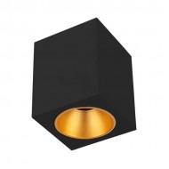 Plafoniera patrata 120mm soclu GU10 corp negru reflector auriu IP20