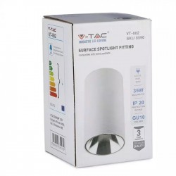 Plafoniera rotunda suport GU10 corp alb reflector crom