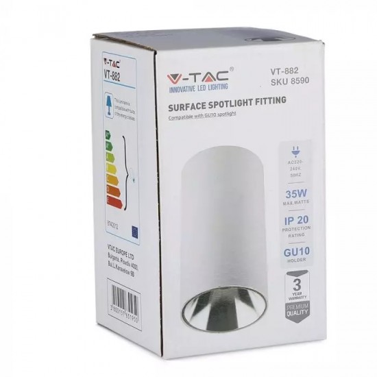 Plafoniera rotunda suport GU10 corp alb reflector crom