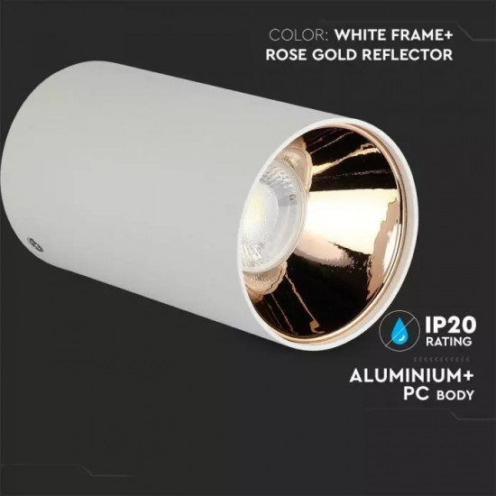 Plafoniera rotunda suport GU10 corp alb reflector aur roz